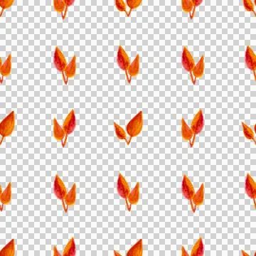 Seamless pattern of orange autumn leaves, hand drawn watercolor elements Stock Illustration
