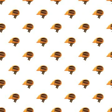 Seamless pattern of orange bicycle helmets for safety 库存插图