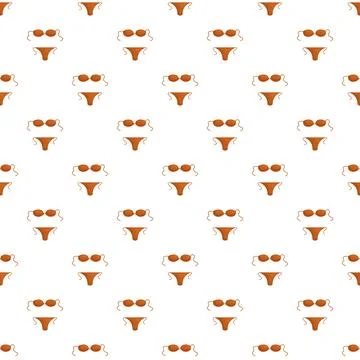 Seamless pattern with orange bikini and sunglasses Stock Illustration