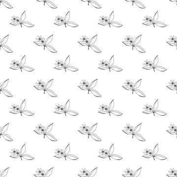 Seamless pattern with orange blossom and engraved style background. Stock Illustration