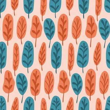 Seamless pattern orange blue autumn leaf foliage for textile wallpaper packag イラスト素材