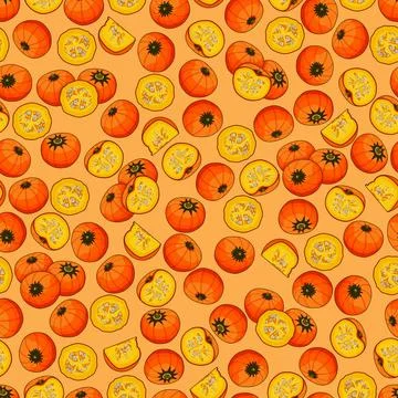 Seamless pattern with Orange buttercup squash. Illustrazione stock
