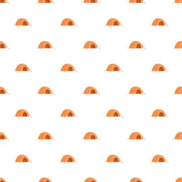 Seamless pattern with orange camping tents design Stock Illustration