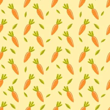 Seamless pattern of an orange carrots on a biege background Stock Illustration