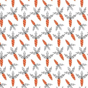 Seamless pattern with orange carrots. Stock Illustration