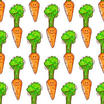 Seamless pattern of orange carrots Stock Illustration