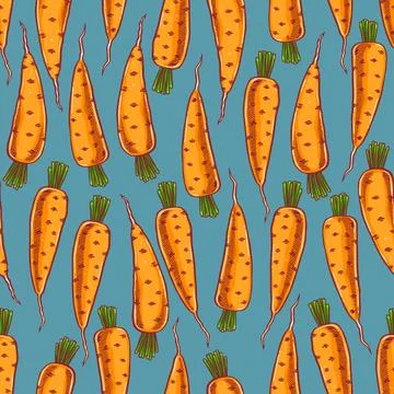 Seamless pattern of orange carrots Stock Illustration