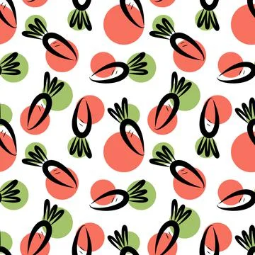 Seamless pattern of orange carrots Stock Illustration