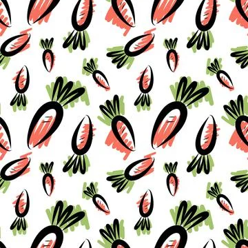 Seamless pattern of orange carrots Stock Illustration