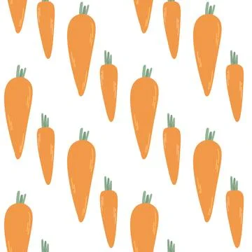 Seamless pattern with orange carrots. Veggy fon. Stock Illustration