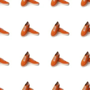 Seamless pattern with orange casual suede shoes Foto stock