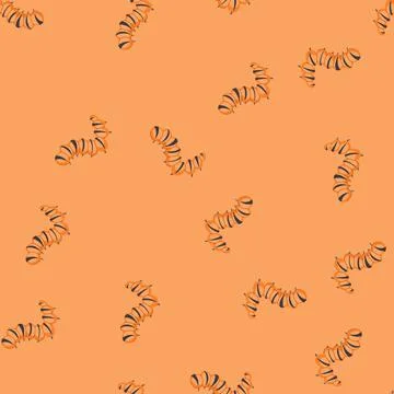 Seamless pattern orange caterpillar larva with black stripes crawling Stock Illustration