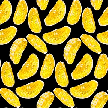 Seamless pattern with orange citrus fruit slices of different shapes Stock Illustration