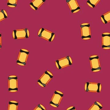 Seamless pattern Orange compression bag holding camping sleeping gear Stock Illustration