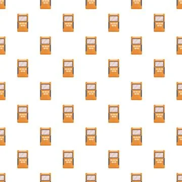 Seamless pattern with orange digital multimeters on a white background Stock Illustration