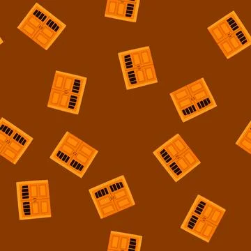 Seamless pattern orange double garage door vector on white background Illustrazione stock