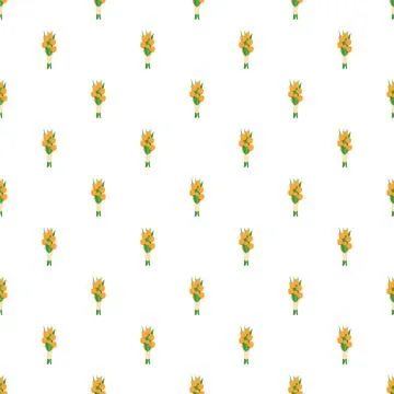 Seamless pattern with orange flower bouquets wrapping Stock Illustration