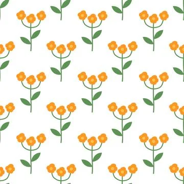 Seamless pattern with orange flowers. Spring and summer floral background. Stock Illustration