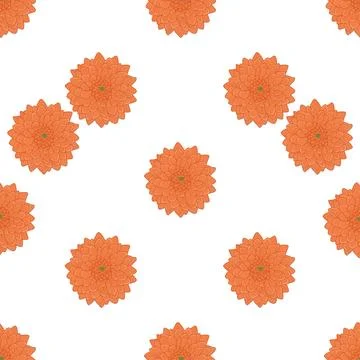 Seamless pattern with orange flowers on a white background. Stock Illustration