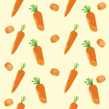 Seamless pattern of orange fresh carrots. Vector illustration isolated on a Illustrazione stock