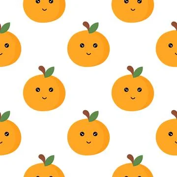 Seamless pattern of orange fruit characters Stock Illustration