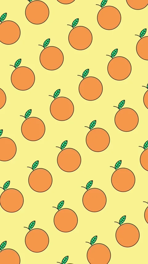Seamless pattern with orange fruit icons on a yellow background animation 動画素材 330456274