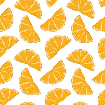 Seamless pattern with orange fruit slices in flat style. Repeating citrus Stock Illustration