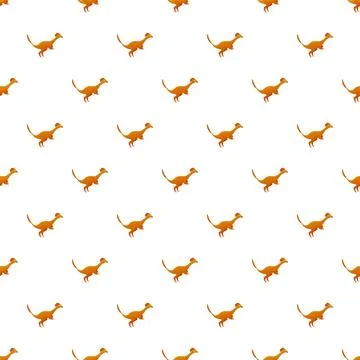 Seamless pattern with orange gallimimus dinosaur figures イラスト素材
