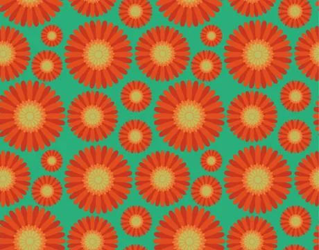 Seamless pattern orange gerbera flowers Stock Illustration