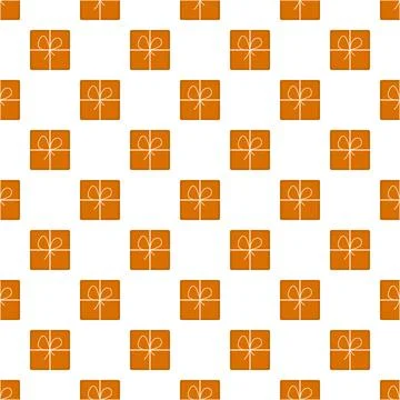 Seamless pattern of orange gift boxes with bows 스톡 일러스트
