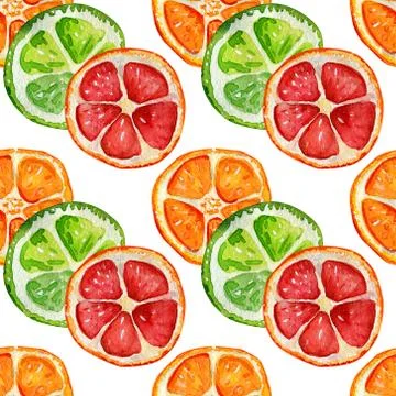 Seamless pattern with orange, grapefruit and lime. Stock Illustration