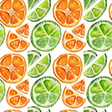 Seamless pattern with orange, grapefruit and lime. Stock Illustration