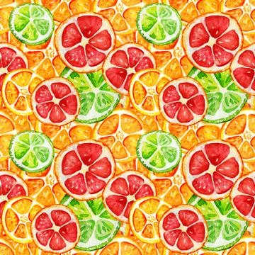 Seamless pattern with orange, grapefruit and lime. Stock Illustration