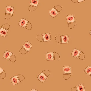 Seamless pattern orange halloween bucket cartoon vector イラスト素材