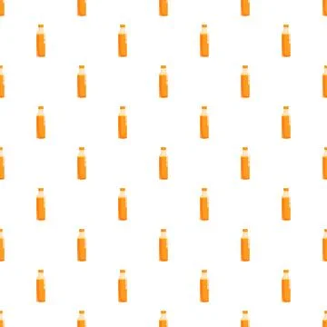 Seamless pattern of orange juice bottles repeating background Illustrazione stock