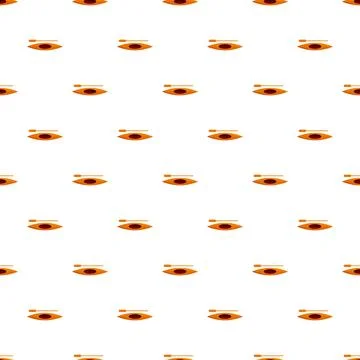 Seamless pattern of orange kayaks and oars on white background Stock Illustration