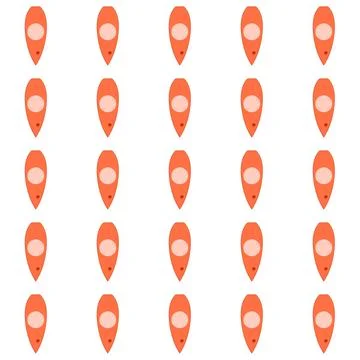 Seamless pattern of orange kayaks on white background Stock Illustration