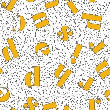 Seamless pattern with orange letters on a gray background. Vector. Printed T Illustrazione stock