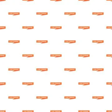 Seamless pattern with orange live stream broadcast labels Stock Illustration