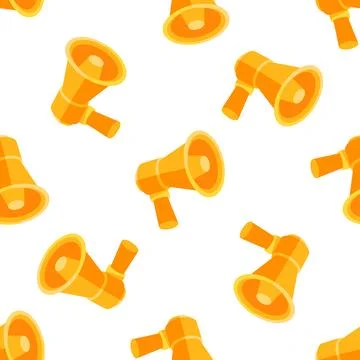 Seamless pattern of orange megaphones promoting information sharing and イラスト素材