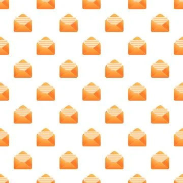 Seamless pattern with orange opened mail envelopes 库存插图