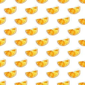 Seamless pattern of orange orange slice isolated on white background. Waterco Stock Illustration