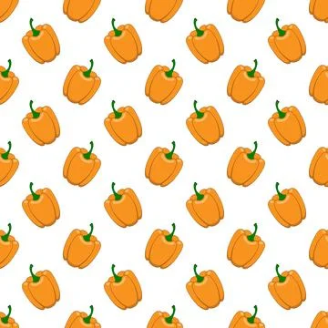 Seamless pattern with orange peppers on white background. Stock Illustration