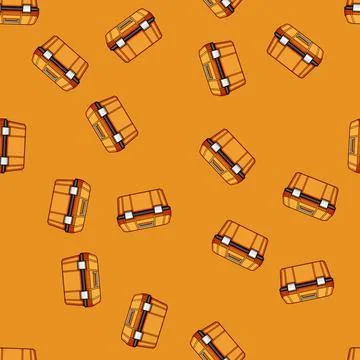 Seamless pattern Orange plastic toolbox holding essential repair tools Stock Illustration