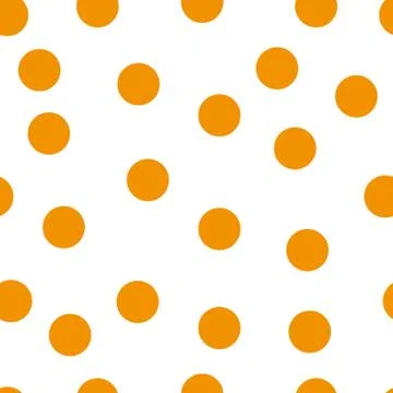 Seamless pattern with orange polka dots on white background. Vector illustrat Stock Illustration