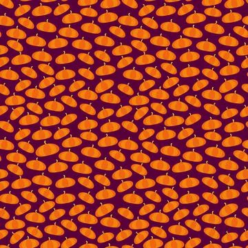 Seamless pattern orange pumpkin on burgundy background trend of the season. C Stock Illustration