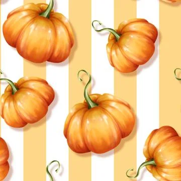 Seamless pattern with orange pumpkins 4 Stock Illustration