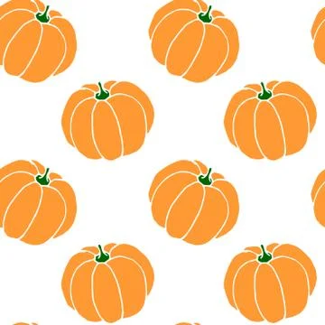 Seamless pattern of orange pumpkins. Background and texture. Symbol autumn, c Stock Illustration