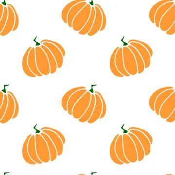 Seamless pattern of orange pumpkins. Background and texture. Symbol autumn, c Stock Illustration