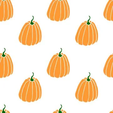 Seamless pattern of orange pumpkins. Background and texture. Symbol autumn, c Stock Illustration
